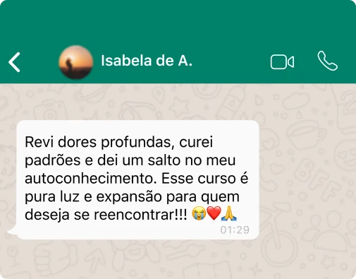 Depoimento de Isabela de A. no WhatsApp sobre o curso