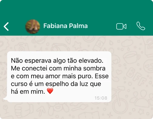 Depoimento de Fabiana Palma no WhatsApp sobre o curso