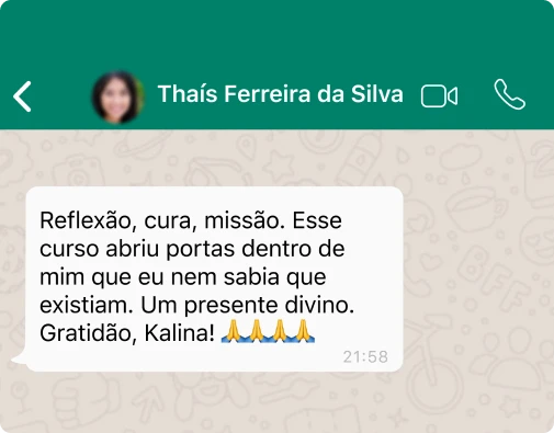 Depoimento de Thaís Ferreira da Silva no WhatsApp sobre o curso